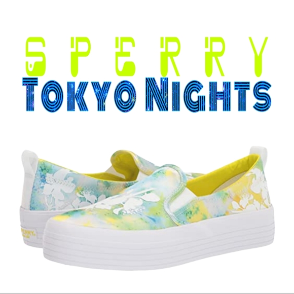 Sperry Crest Tokyo Nights Floral Tie-Dye Platform Slip On NWT Limited Edition - Picture 3 of 16